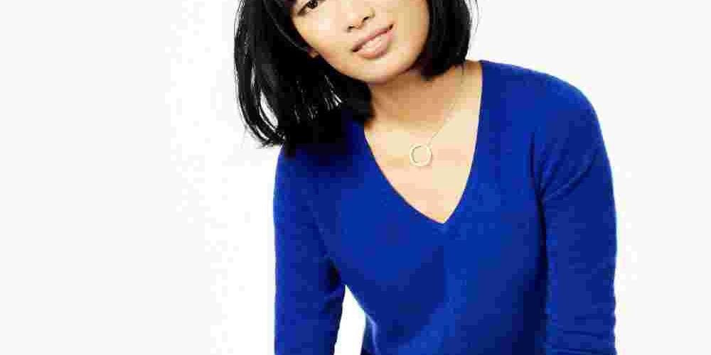 Suéter de cashmere feminino Charter Club com decote em V, azul, tamanho pequeno e pequeno