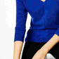 Suéter de cashmere feminino Charter Club com decote em V, azul, tamanho pequeno e pequeno