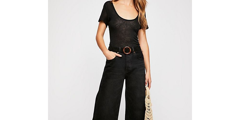 Calça jeans feminina Levi's Classic Cropped Wide Leg Preta Tamanho 4