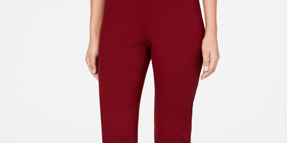 Calça feminina Charter Club Pull On Ponte Knit Vinho Tamanho 10 Petite