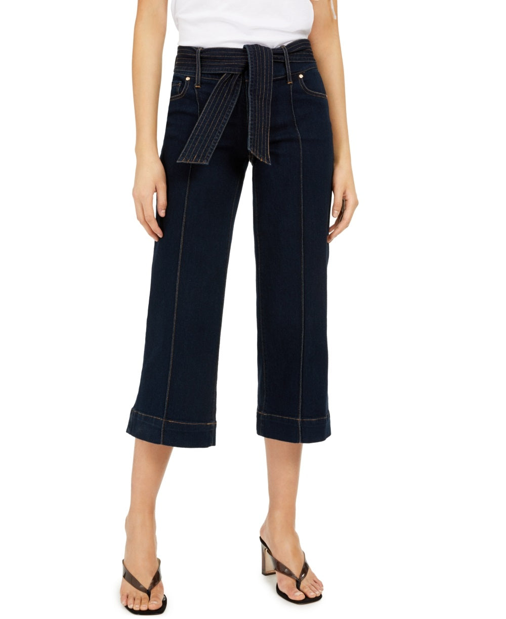 Calça jeans feminina com cintura amarrada, azul, tamanho 0, da INC International Concepts