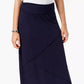 Saia longa feminina estilo &amp; co, cintura confortável, azul marinho, tamanho extrapequeno