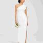 Vestido feminino Adrianna Papell com babados e um ombro só, branco, tamanho 6