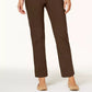Calça justa Alfred Dunner Classics Allure Pull-On feminina, marrom, tamanho 16