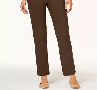 Calça justa Alfred Dunner Classics Allure Pull-On feminina, marrom, tamanho 16