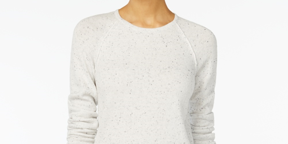 Karen Scott Suéter Feminino Manga Longa Bainha Curva Branco Tamanho Pequeno X-Grande