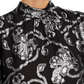 Blusa feminina Rebecca Taylor com estampa paisley metálica e manga curta, tamanho 10, prata