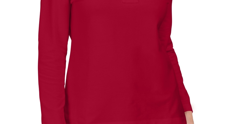 Karen Scott Moletom felpudo francês com cadarço feminino vermelho tamanho médio