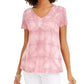Blusa feminina estilo &amp; co, tingida, em mistura de linho, rosa, tamanho grande