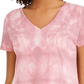 Blusa feminina estilo &amp; co, tingida, em mistura de linho, rosa, tamanho grande