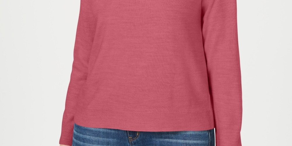 Karen Scott Suéter feminino de gola alta, pequeno, rosa, tamanho P