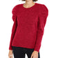 Suéter feminino com gola alta e pouf INC International Concepts, tamanho pequeno e grande, vermelho