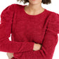 Suéter feminino com gola alta e pouf INC International Concepts, tamanho pequeno e grande, vermelho