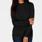 Karen Scott Suéter Feminino Petite Cable Knit Gola Redonda Preto Tamanho Petite Pequeno