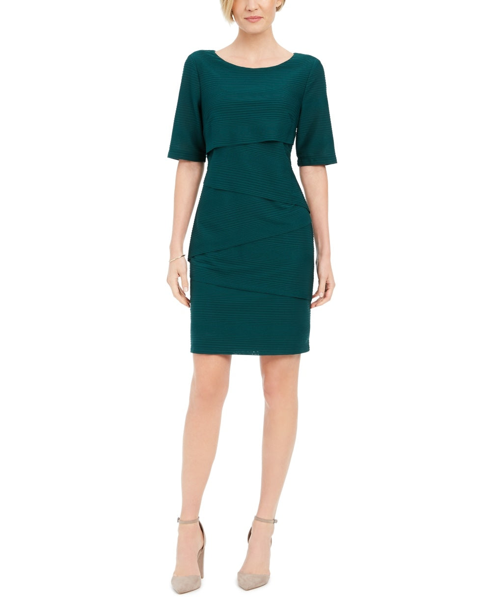 Vestido curto feminino Connected Zig-Zag com bainha verde tamanho 6 Petite