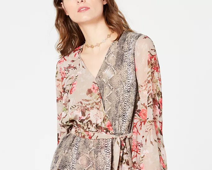 Blusa feminina envelope peplum estampada pequena da INC International Concepts, tamanho dourado - pequena G