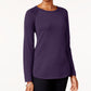Karen Scott Suéter Feminino de Algodão Petite Roxo Tamanho P