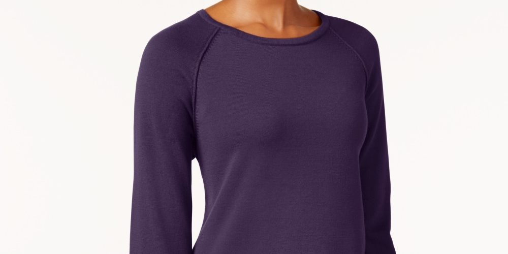 Karen Scott Suéter Feminino de Algodão Petite Roxo Tamanho P