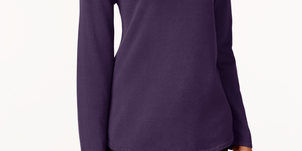 Karen Scott Suéter Feminino de Algodão Petite Roxo Tamanho P