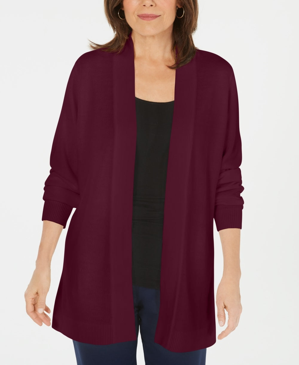 Karen Scott Cardigan Feminino Frente Aberta Vermelho Escuro Tamanho Pequeno