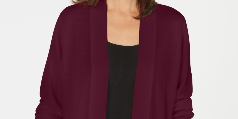 Karen Scott Cardigan Feminino Frente Aberta Vermelho Escuro Tamanho Pequeno