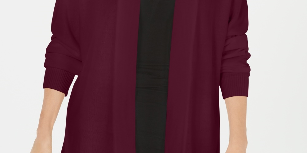 Karen Scott Cardigan Feminino Frente Aberta Vermelho Escuro Tamanho Pequeno