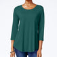 Top feminino com decote redondo JM Collection, tamanhos regular e pequeno, verde, tamanho pequeno