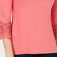 Top feminino Charter Club Petite Cotton com acabamento em renda Rosa PS