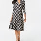 Vestido feminino xadrez com decote em V, preto, tamanho extragrande, Charter Club