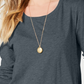 Blusa feminina de manga comprida e gola redonda, cor carvão, tamanho pequeno, estilo &amp; co
