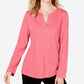 Charter Club Supima Cotton Top Feminino com Gola Dividida Rosa Tamanho XX-G