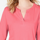 Charter Club Supima Cotton Top Feminino com Gola Dividida Rosa Tamanho XX-G