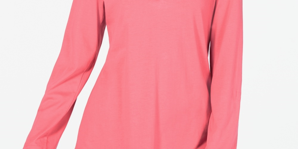 Charter Club Supima Cotton Top Feminino com Gola Dividida Rosa Tamanho XX-G