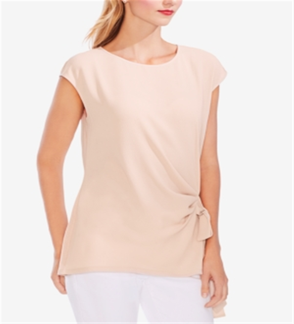 Blusa feminina Vince Camuto com amarração lateral em crepe, cor pêssego, tamanho 2XL