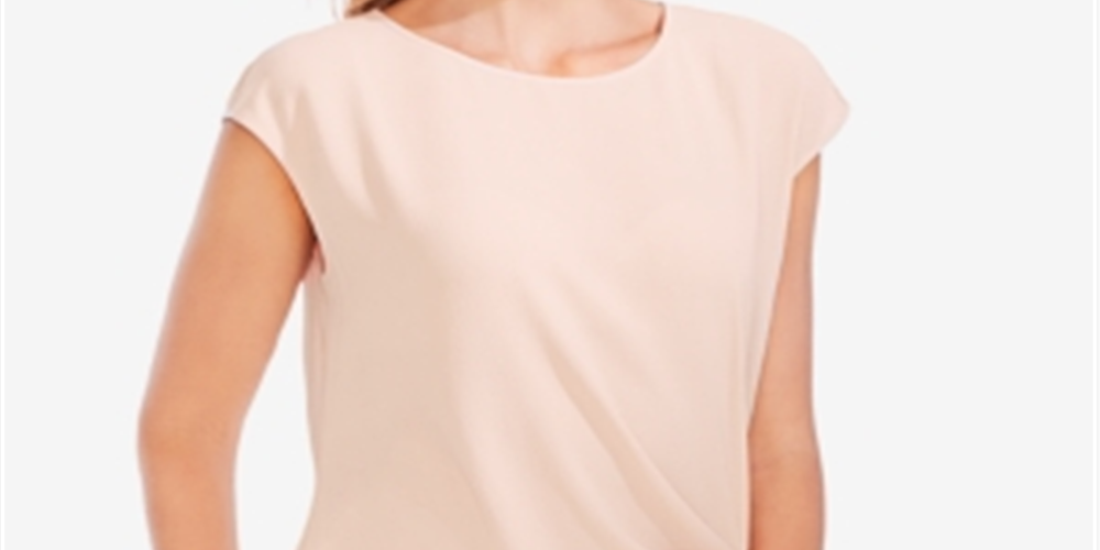 Blusa feminina Vince Camuto com amarração lateral em crepe, cor pêssego, tamanho 2XL