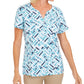 Karen Scott Blusa Henley Feminina Estampada Manga Curta Azul Tamanho X-Smal