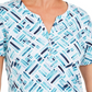 Karen Scott Blusa Henley Feminina Estampada Manga Curta Azul Tamanho X-Smal