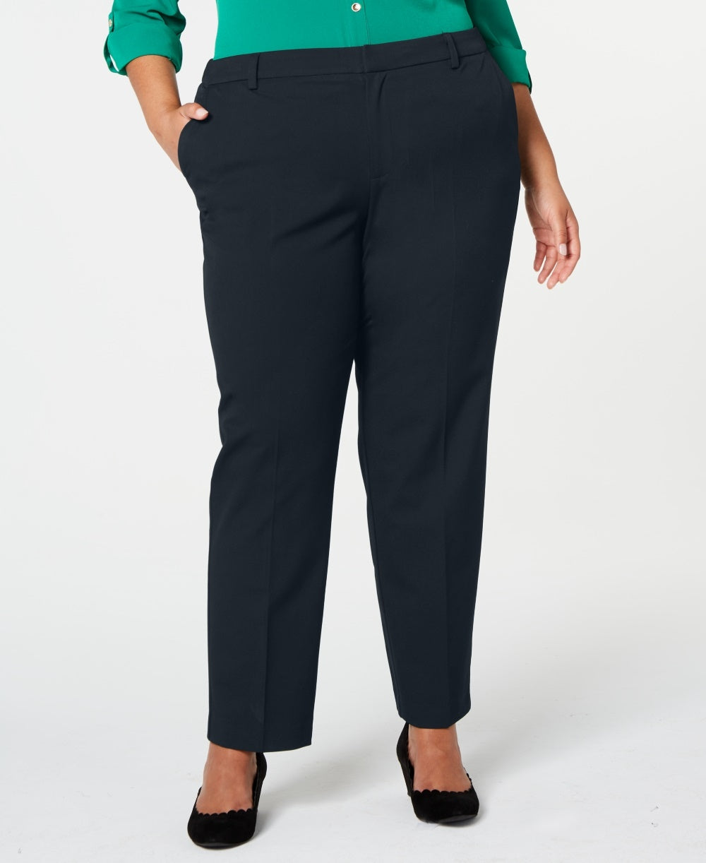 Calça feminina plus size Charter Club slim-leg azul 14W