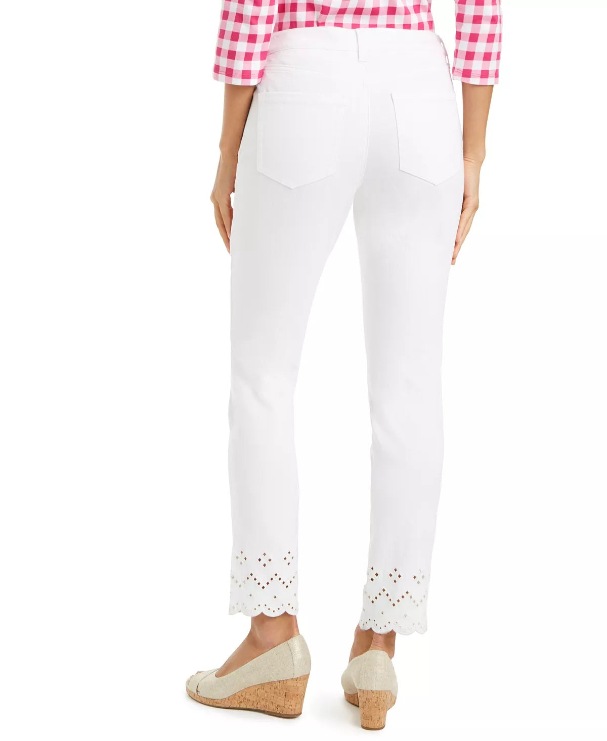Calça jeans feminina Charter Club com ilhós e tornozelo, branca, tamanho natural 6