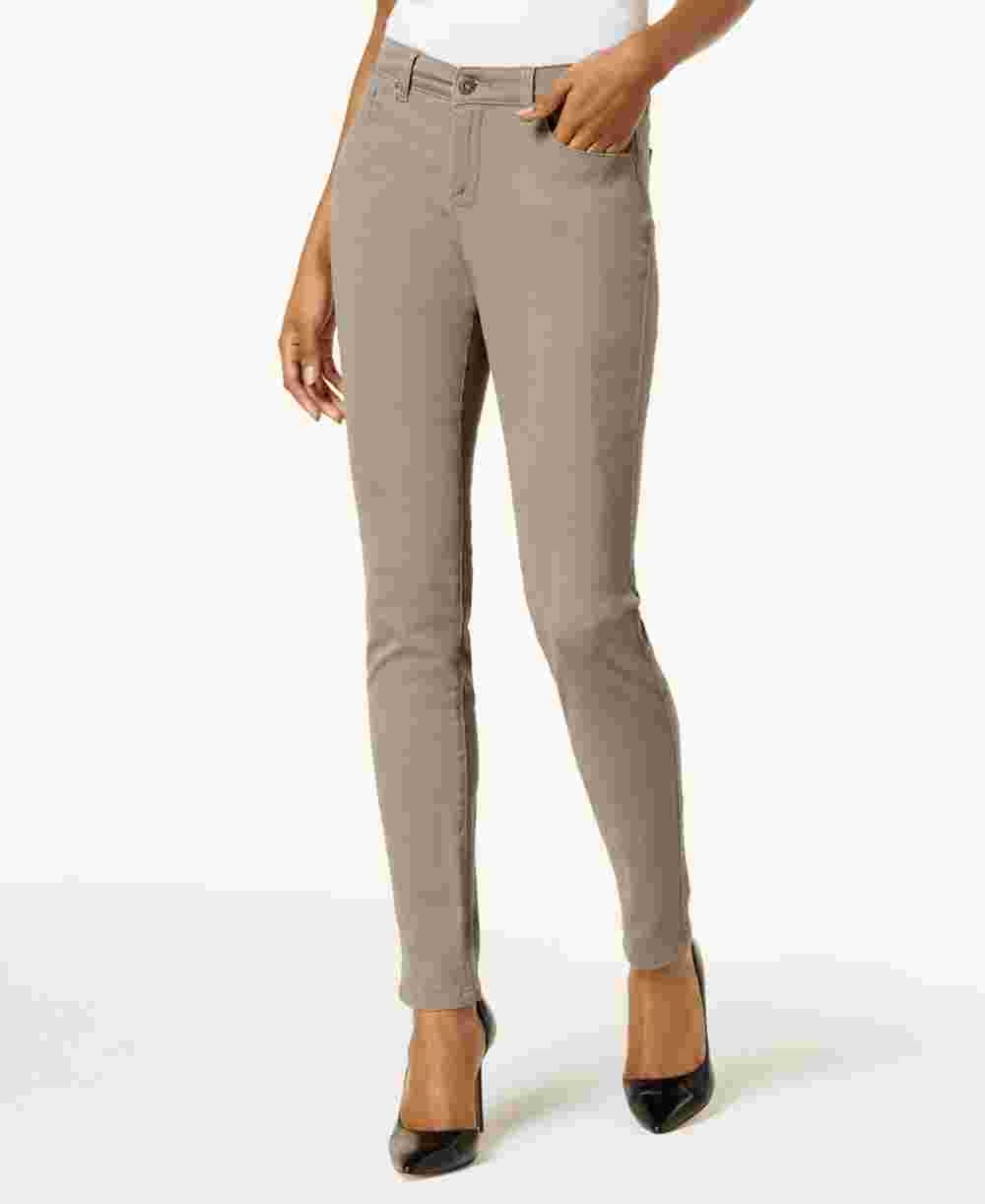 Jeans skinny feminino estilo &amp; co, tamanho 2, marrom, tamanho 2, pequeno