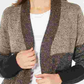 Karen Scott Cardigan Feminino Colorblocked Frente Aberta Marrom Tamanho Grande
