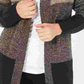 Karen Scott Cardigan Feminino Colorblocked Frente Aberta Marrom Tamanho Grande