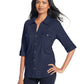 Camisa utilitária feminina Style &amp; Co, azul, tamanho PM