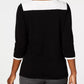 Suéter feminino Karen Scott de algodão com blocos de cores, preto, tamanho X-S