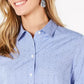 Blusa feminina Charter Club de algodão estampada com botões frontais, azul, tamanho 6