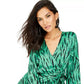 Blusa curta feminina com estampa de zebra da INC International Concepts, verde, tamanho P