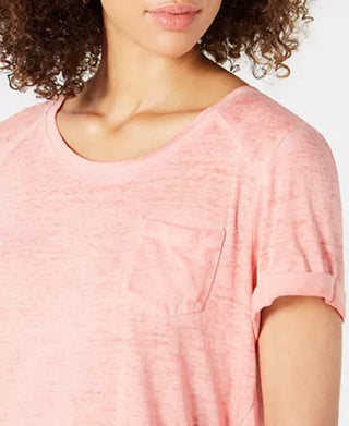 Camiseta feminina estilo &amp; co, pequena, com textura burnout, laranja, tamanho pequeno pequeno