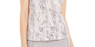 Blusa sem mangas com estampa de pele de cobra Calvin Klein feminina, rosa, tamanho pequeno