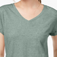 Camiseta feminina pequena com decote em V e bolso, tamanho PP, verde, estilo &amp; co