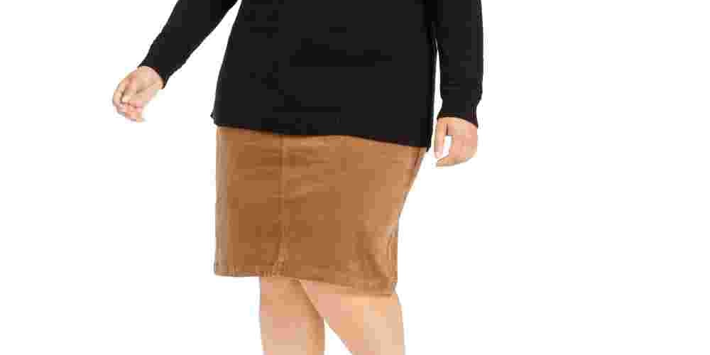 Suéter feminino plus size metálico bicolor Charter Club, bege, tamanho 1X